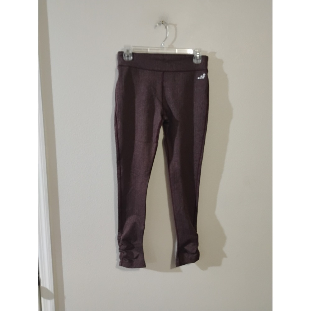 BCG Womens Maroon Herringbone Ruched Ankle Leggings Size Medium Activewear